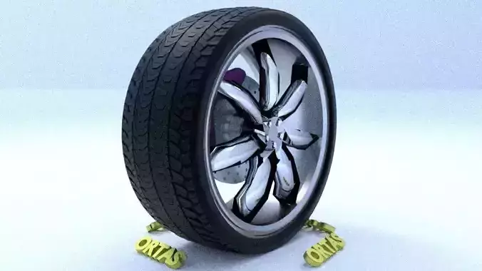 ORTAS CAR RIM 61 GAME READY RIM TIRE AND DISC 3D model