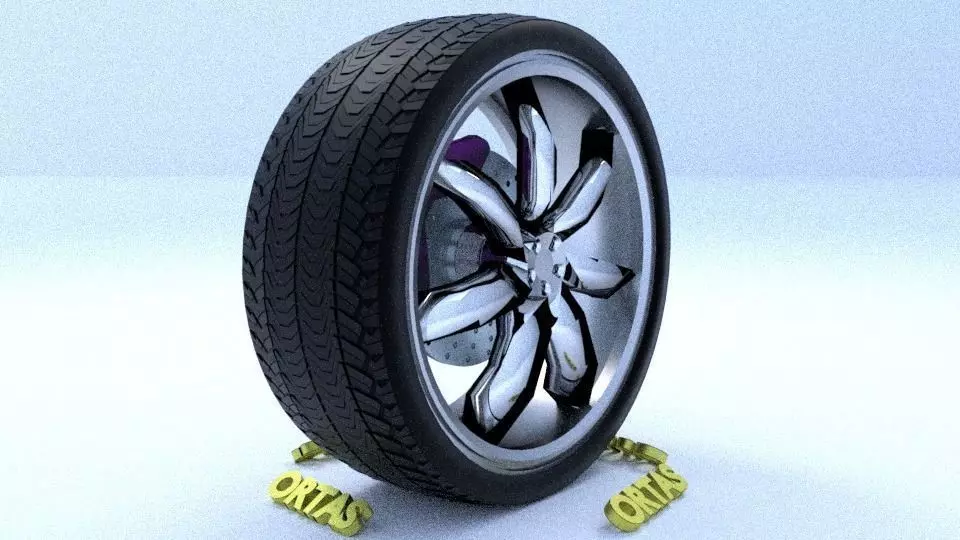 ORTAS CAR RIM 61 GAME READY RIM TIRE AND DISC 3D model_0