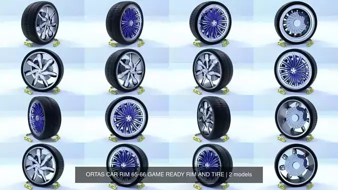 ORTAS CAR RIM 65-66 GAME READY RIM AND TIRE 3D Model Collection