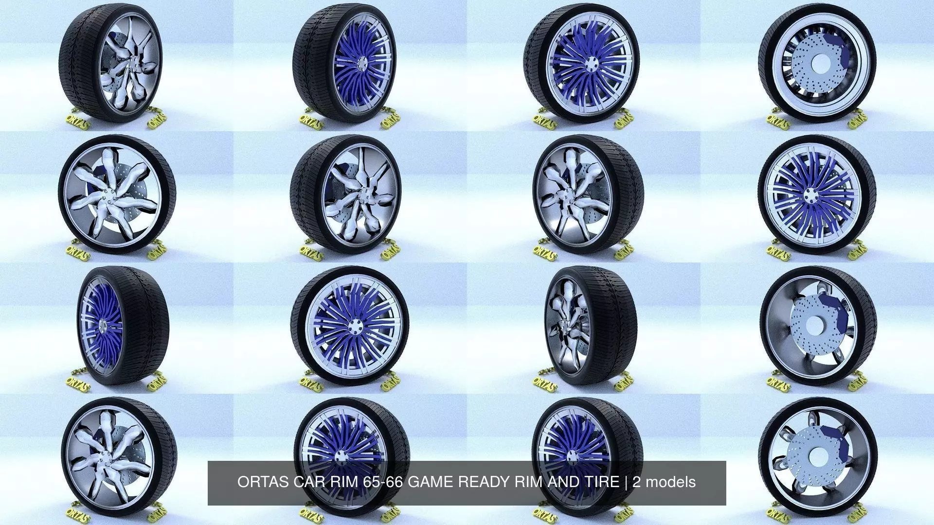 ORTAS CAR RIM 65-66 GAME READY RIM AND TIRE 3D Model Collection_0