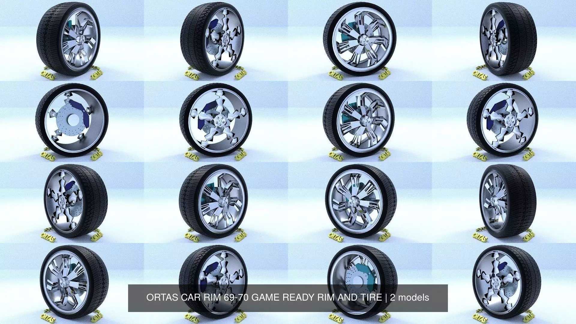ORTAS CAR RIM 69-70 GAME READY RIM AND TIRE 3D Model Collection_0