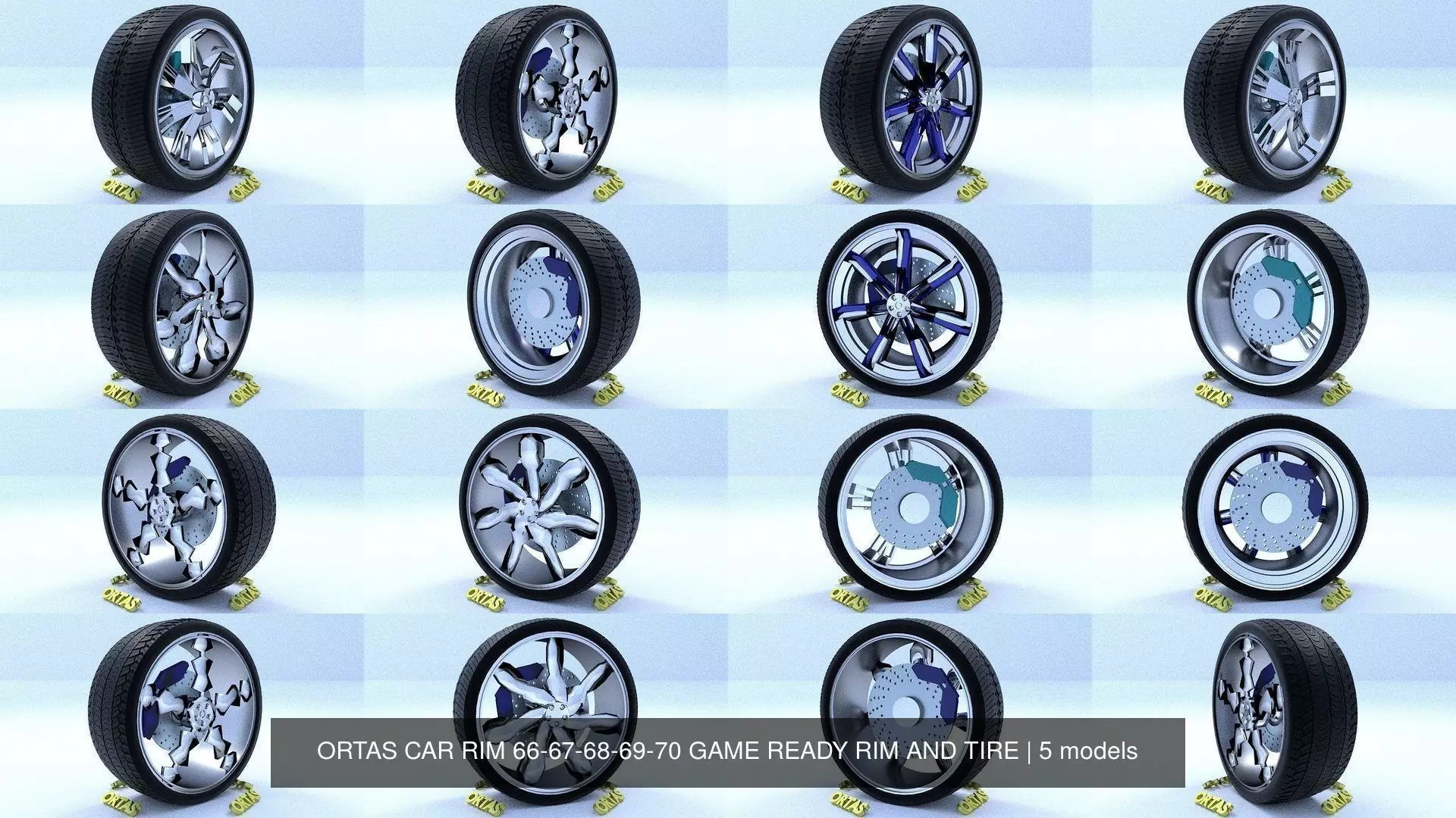 ORTAS CAR RIM 66-67-68-69-70 GAME READY RIM AND TIRE 3D Model Collection_0
