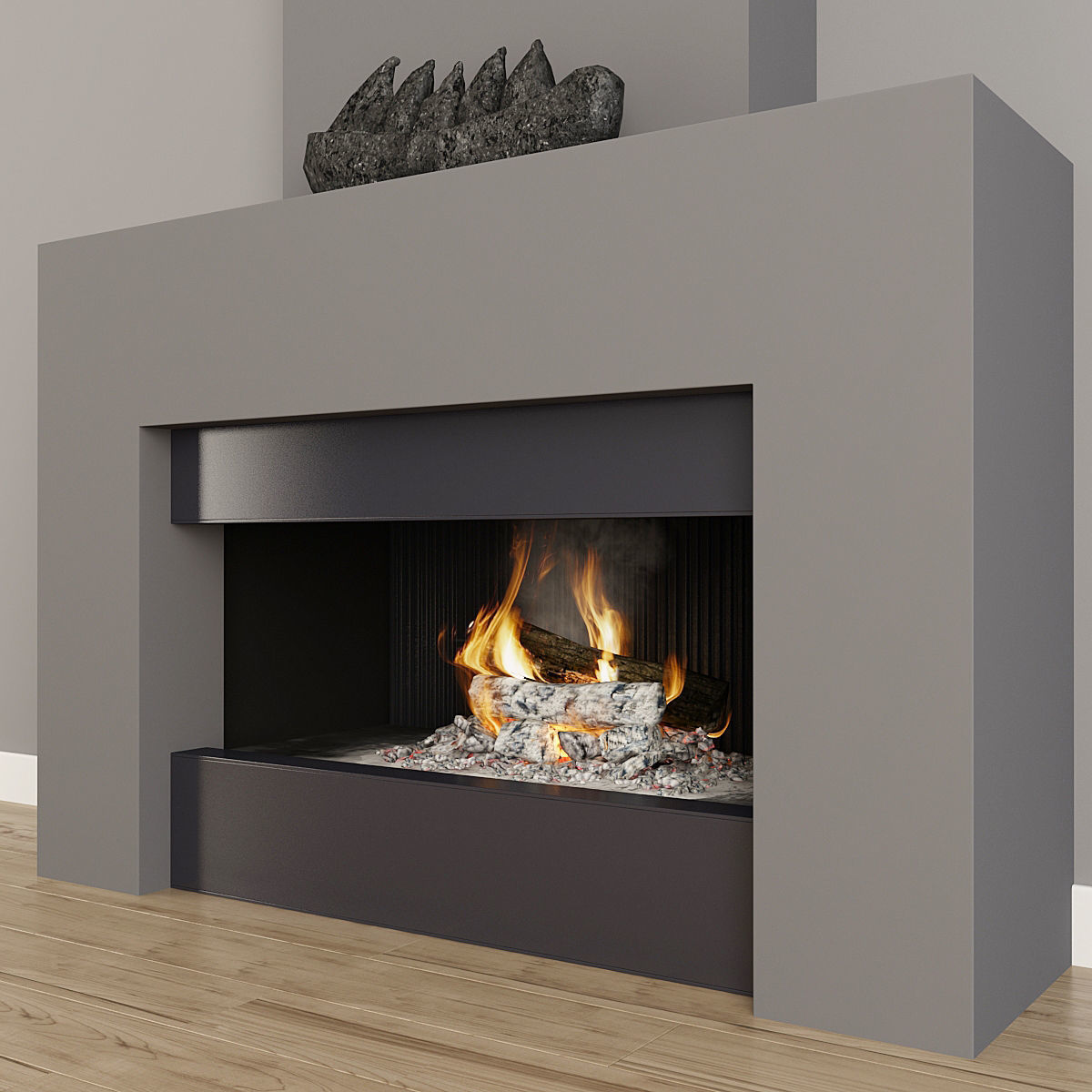 Fireplace Gray 3D model_4