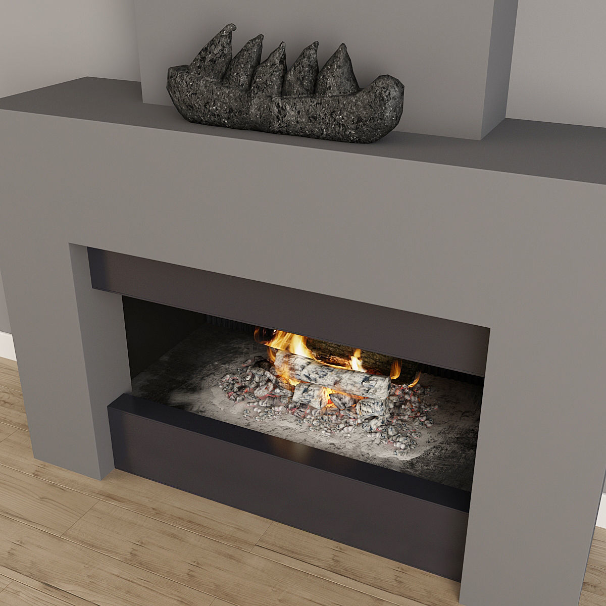 Fireplace Gray 3D model_5