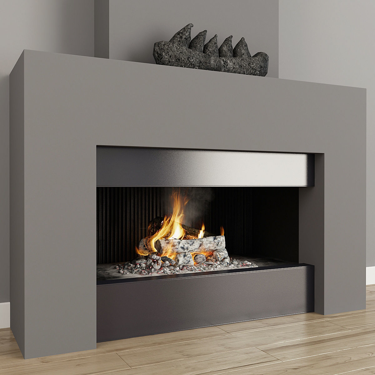 Fireplace Gray 3D model_3