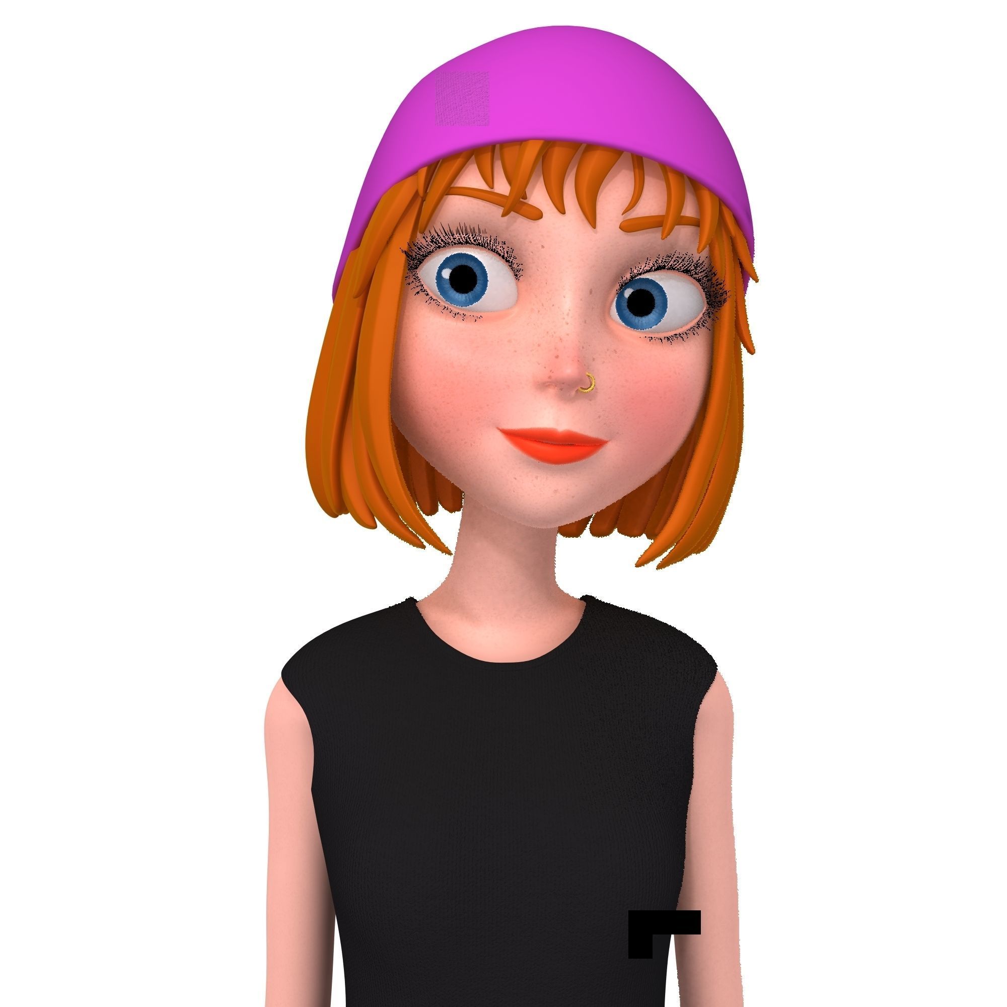 Cartoon Girl Rachel Rigged 3D model_41