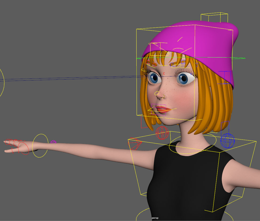 Cartoon Girl Rachel Rigged 3D model_35