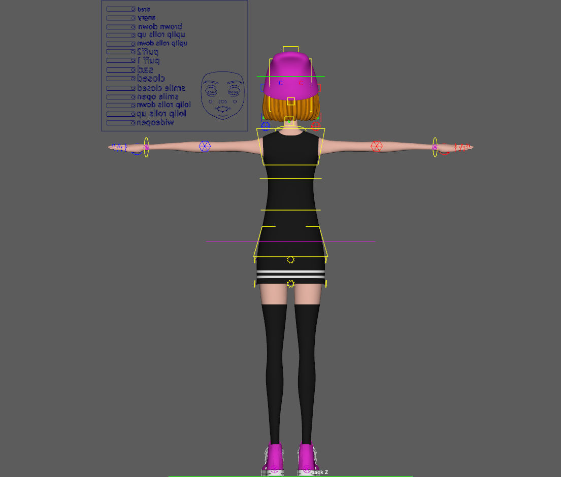 Cartoon Girl Rachel Rigged 3D model_19