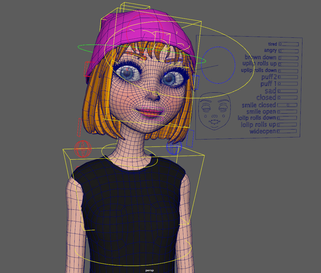 Cartoon Girl Rachel Rigged 3D model_38