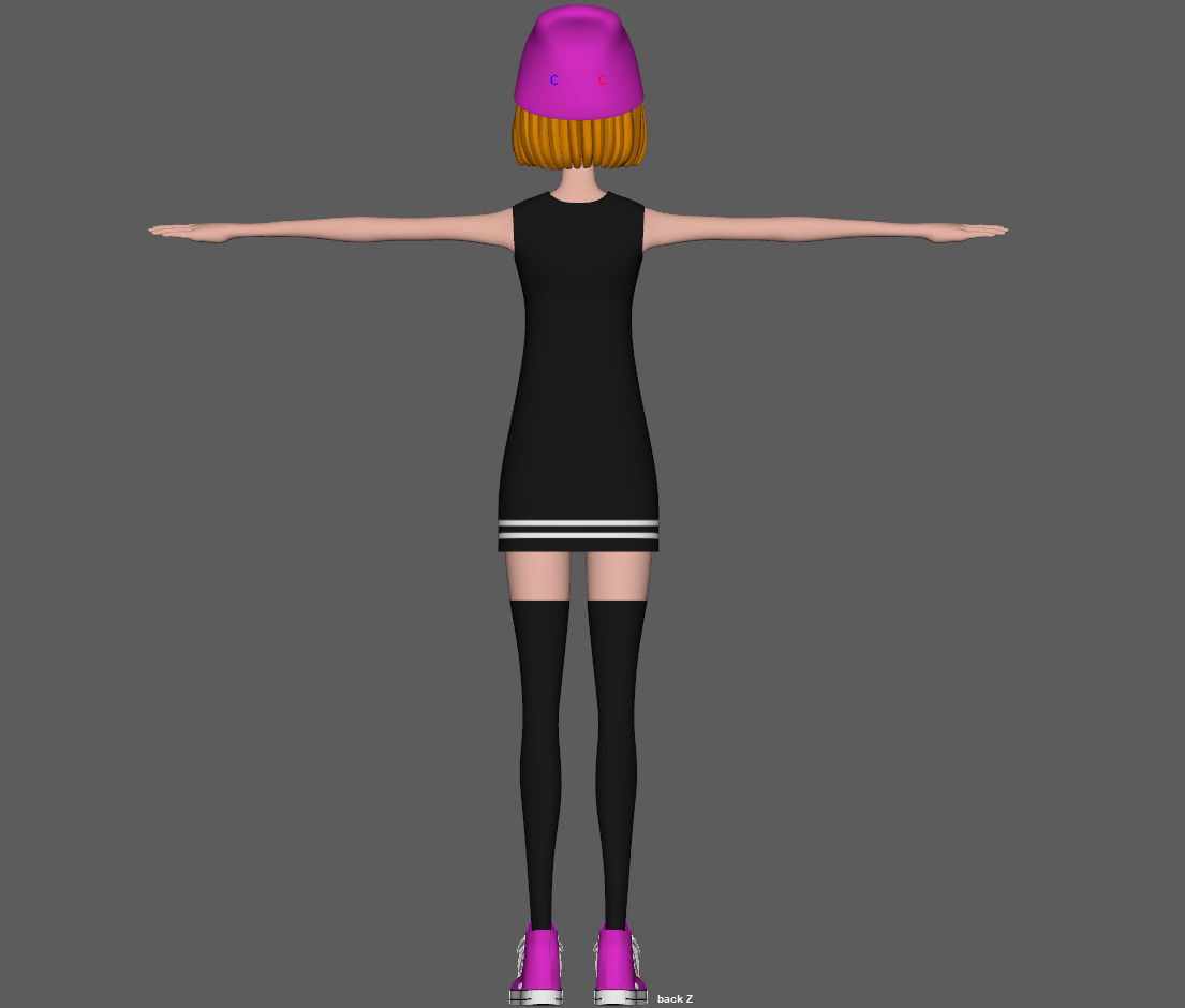 Cartoon Girl Rachel Rigged 3D model_18