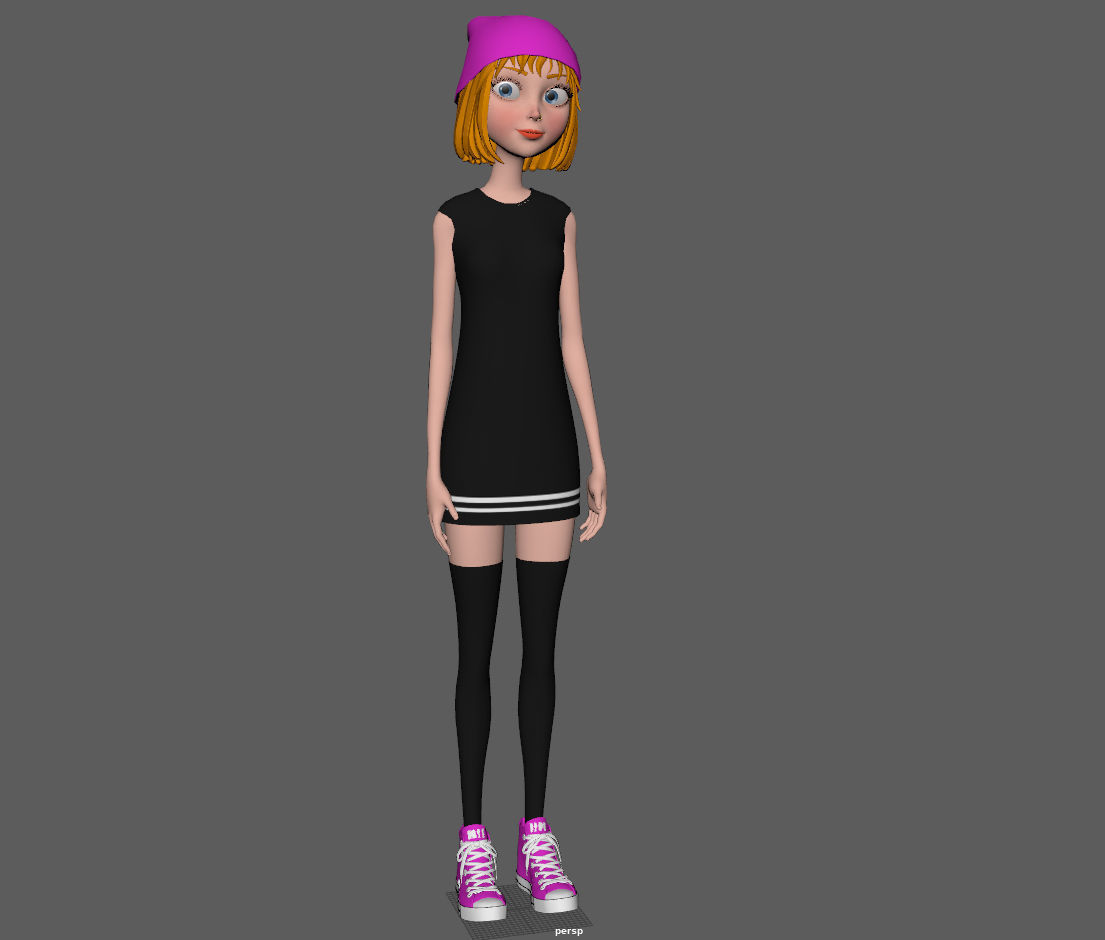 Cartoon Girl Rachel Rigged 3D model_39