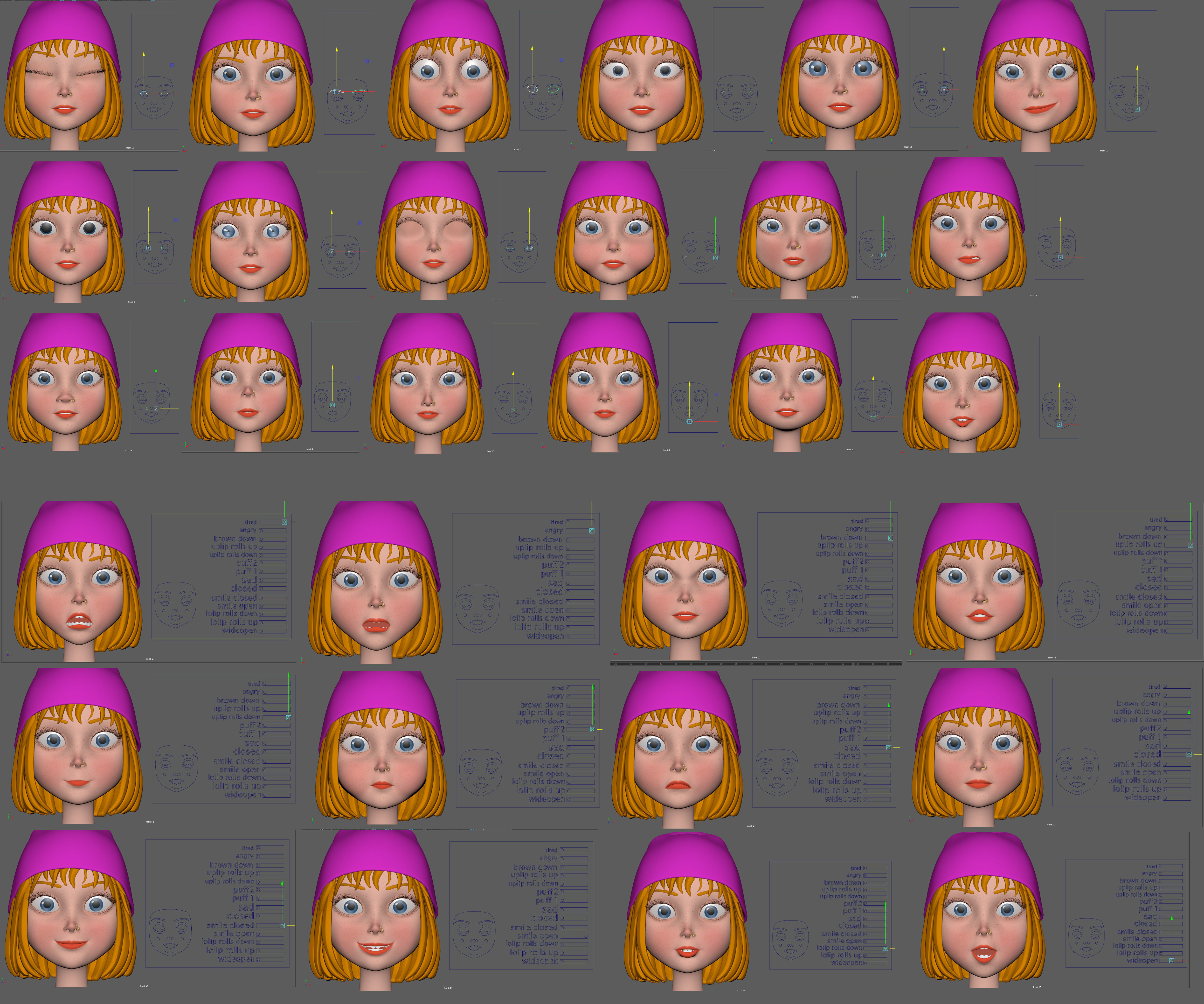 Cartoon Girl Rachel Rigged 3D model_36