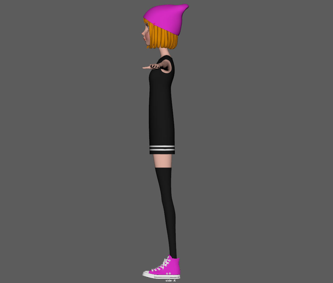 Cartoon Girl Rachel Rigged 3D model_15