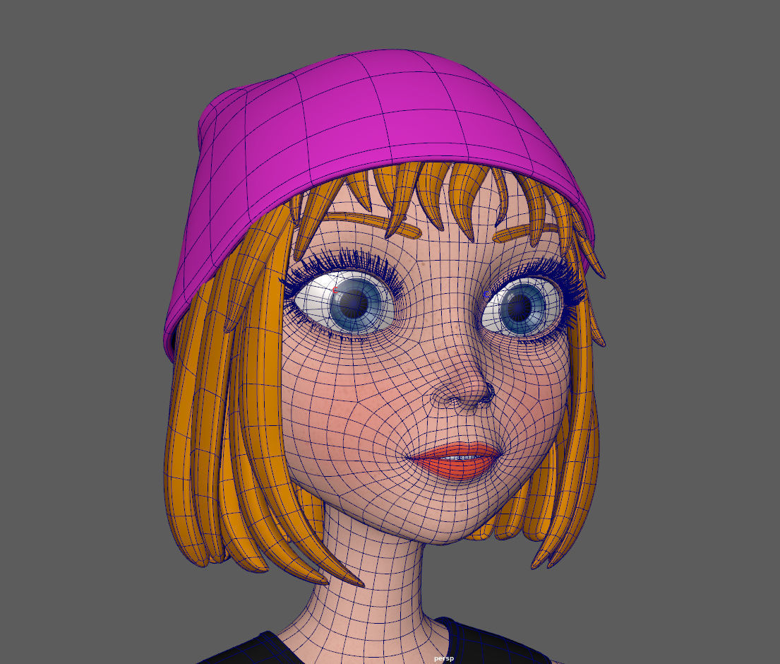 Cartoon Girl Rachel Rigged 3D model_21