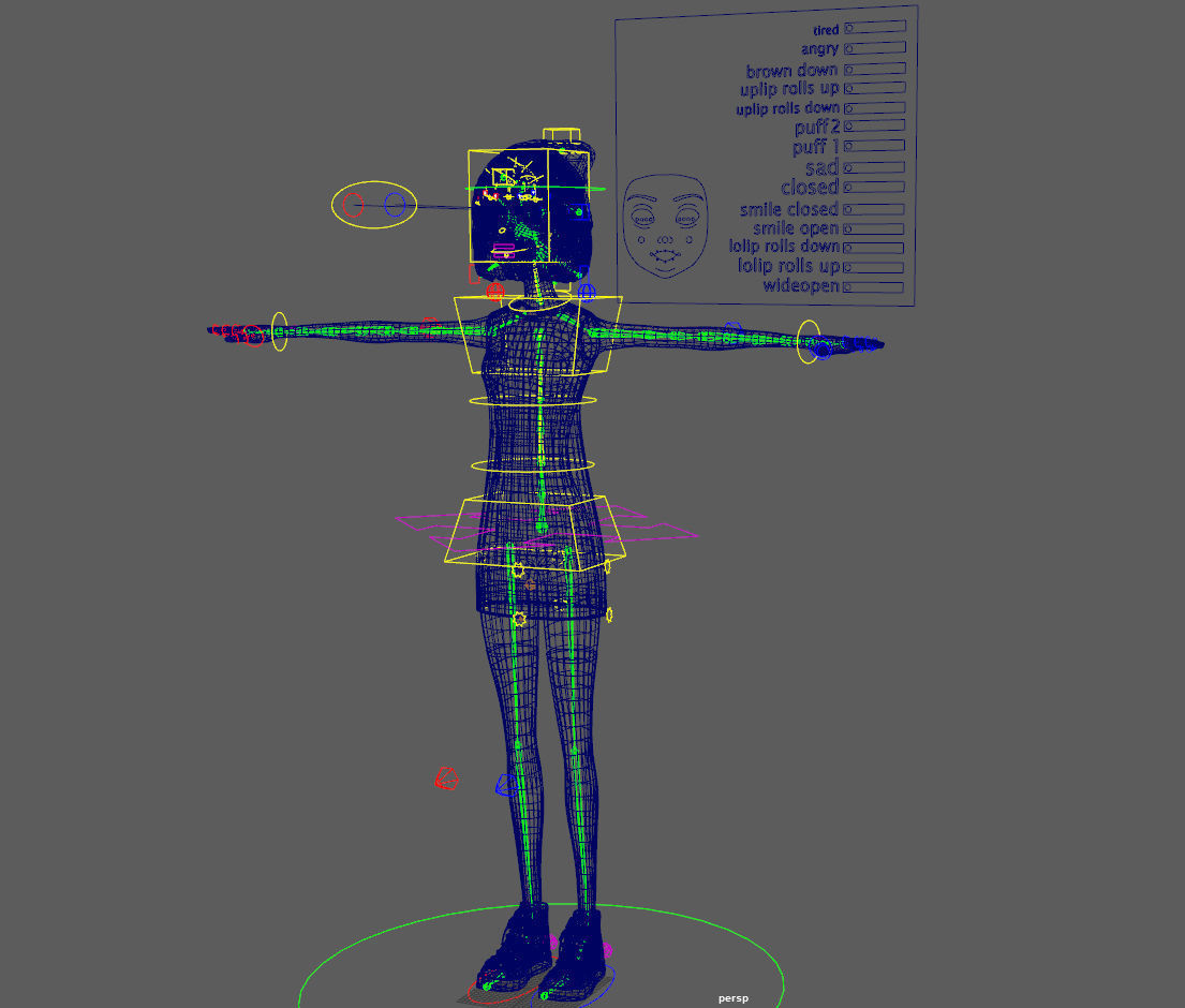 Cartoon Girl Rachel Rigged 3D model_25