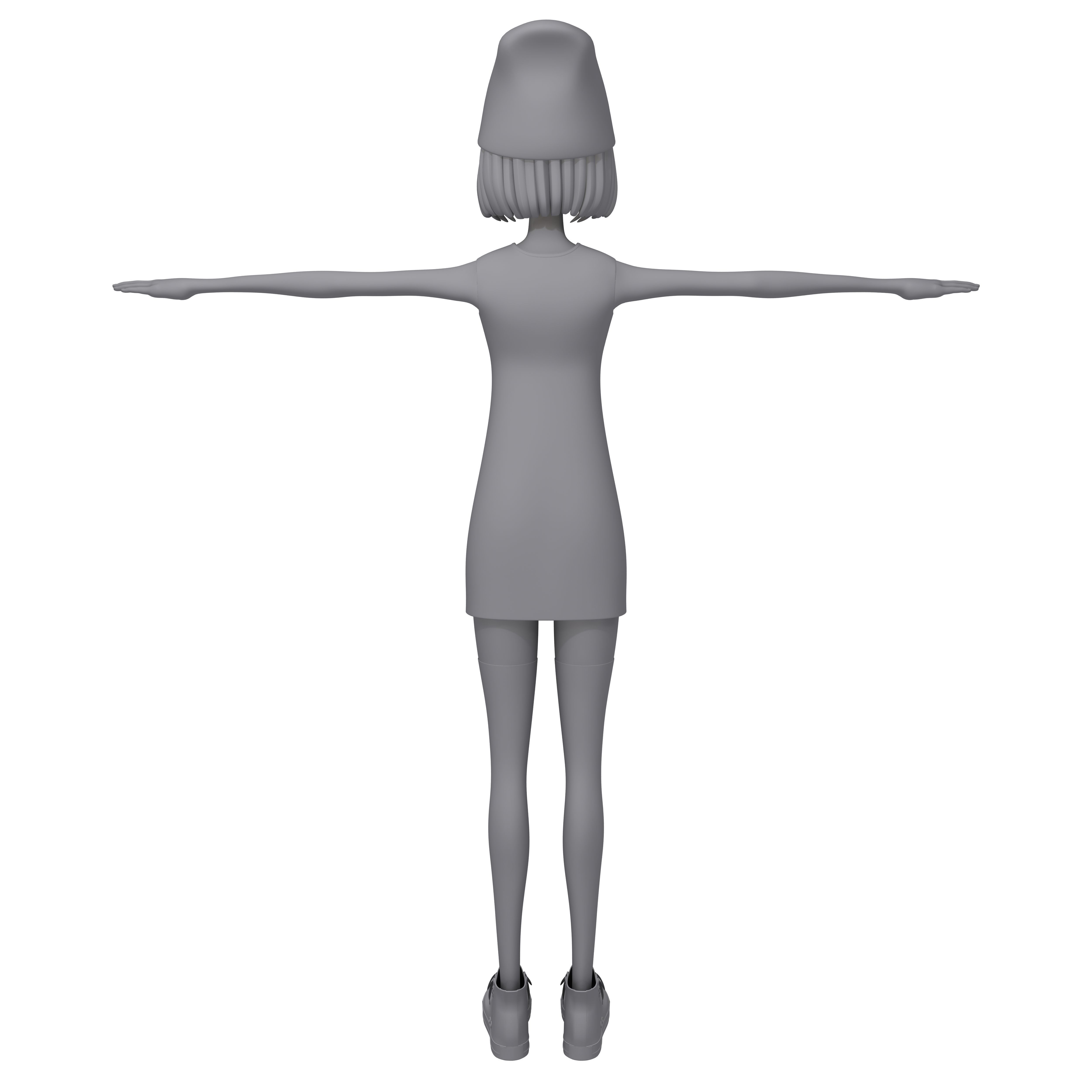 Cartoon Girl Rachel Rigged 3D model_11