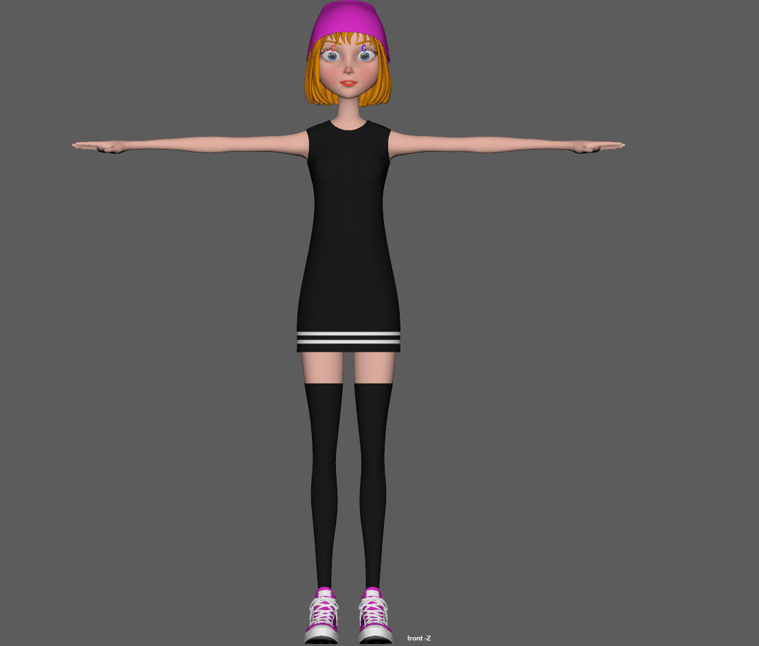 Cartoon Girl Rachel Rigged 3D model_17