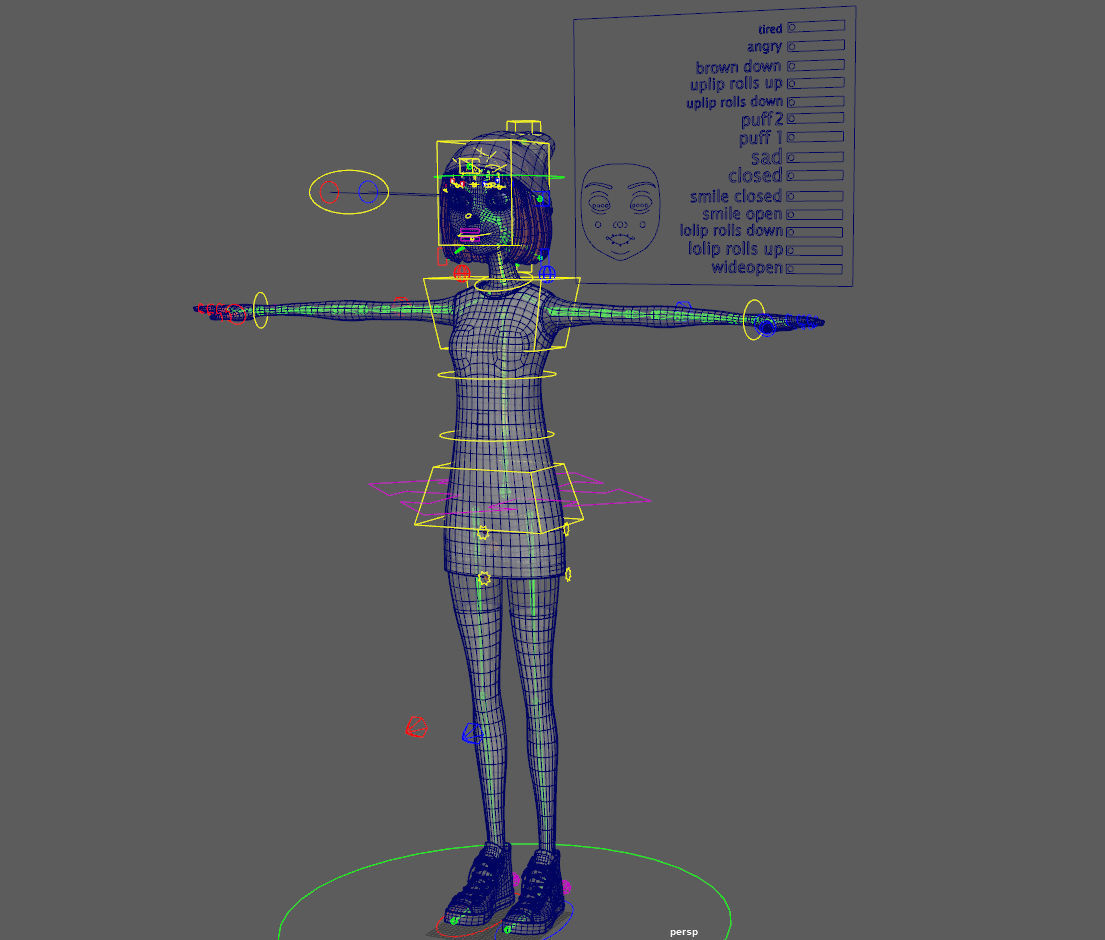 Cartoon Girl Rachel Rigged 3D model_27