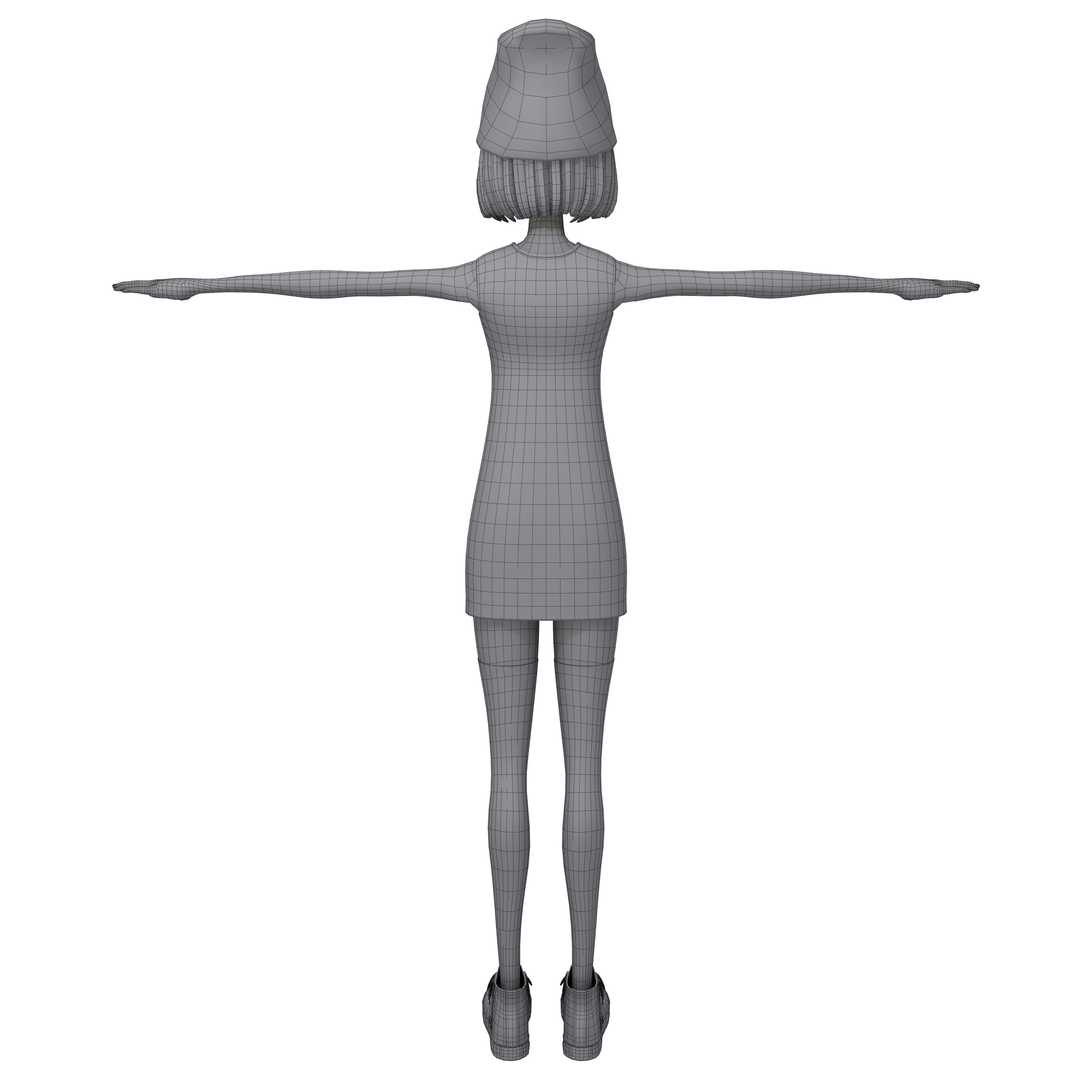 Cartoon Girl Rachel Rigged 3D model_12