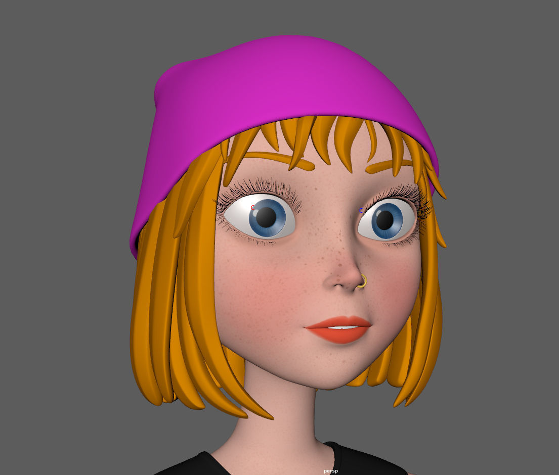 Cartoon Girl Rachel Rigged 3D model_20