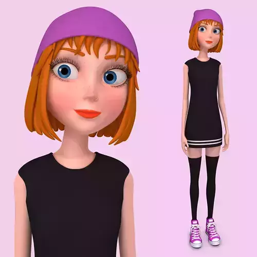 Cartoon Girl Rachel Rigged 3D model