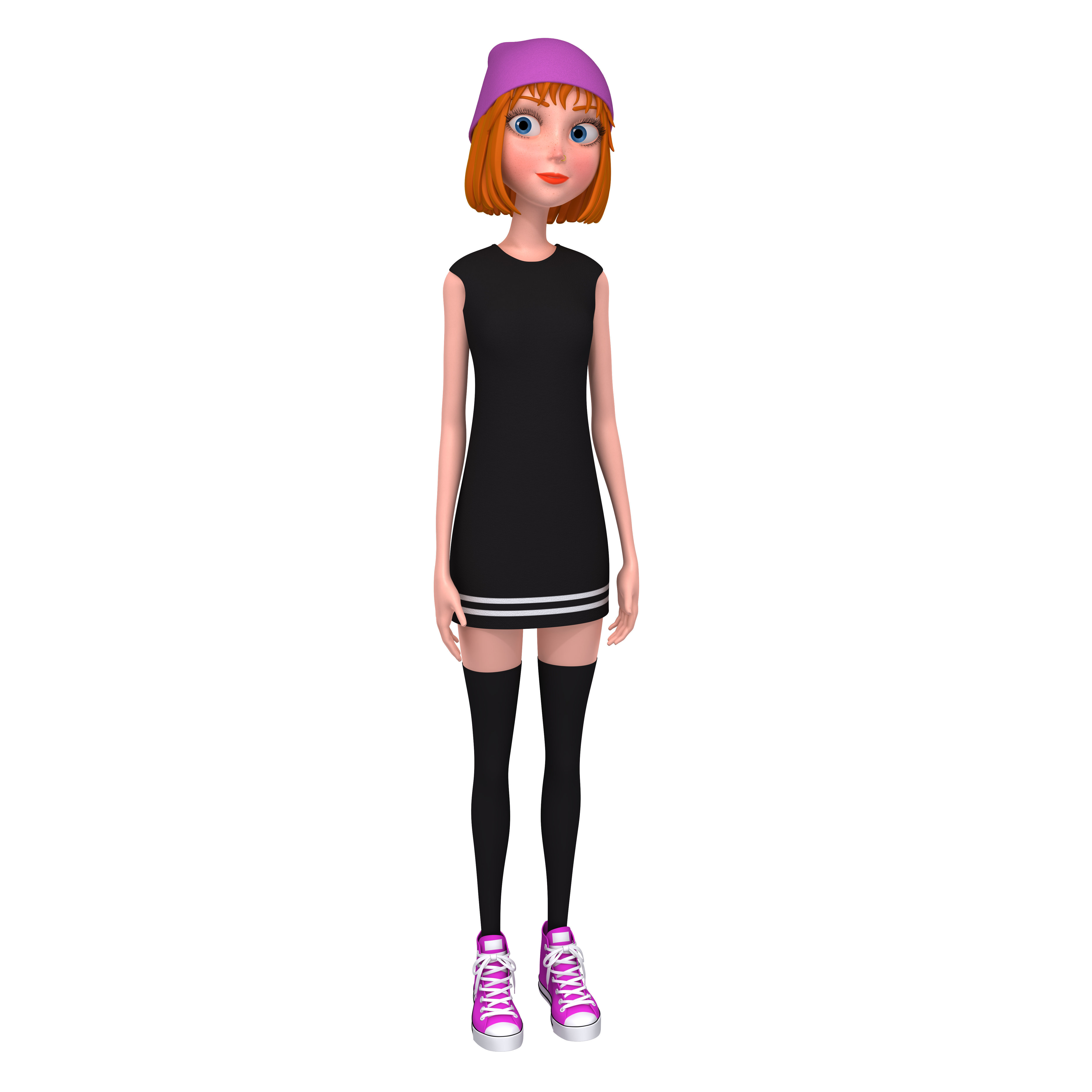 Cartoon Girl Rachel Rigged 3D model_40