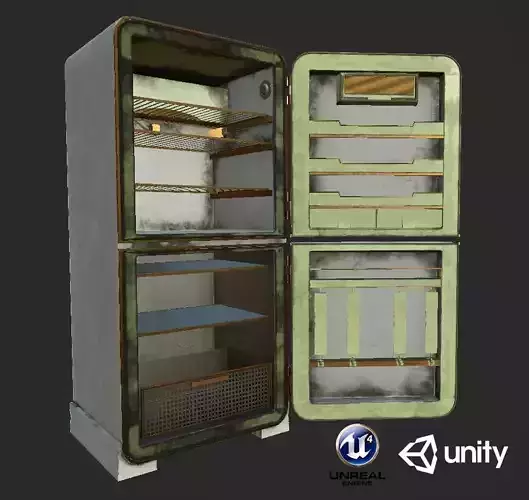 Dirty and Clear Refrigerator set Unity and Unreal Game Ready Low-poly 3D model