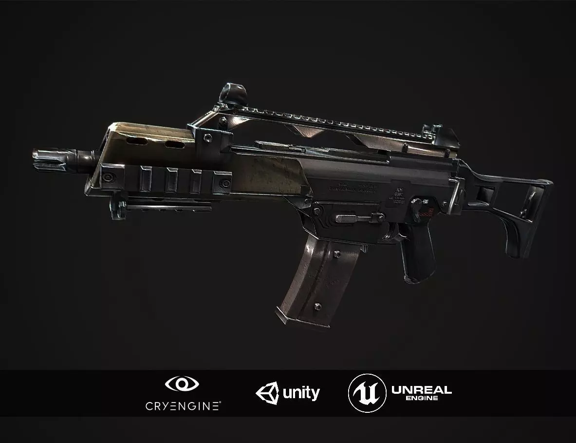 G36 ag rifle Low-poly 3D model_0