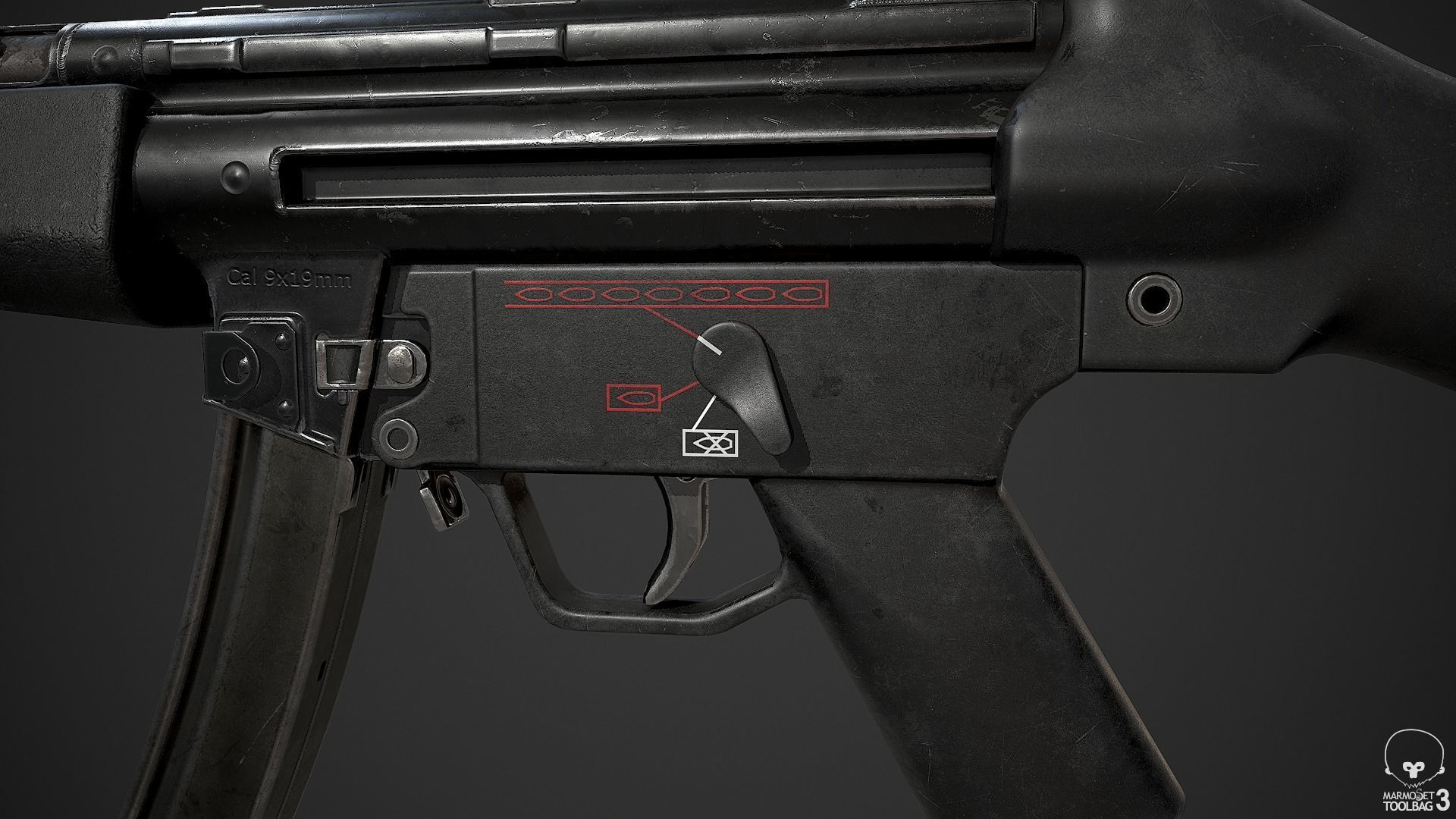 MP5A2 gun Low-poly 3D model_15