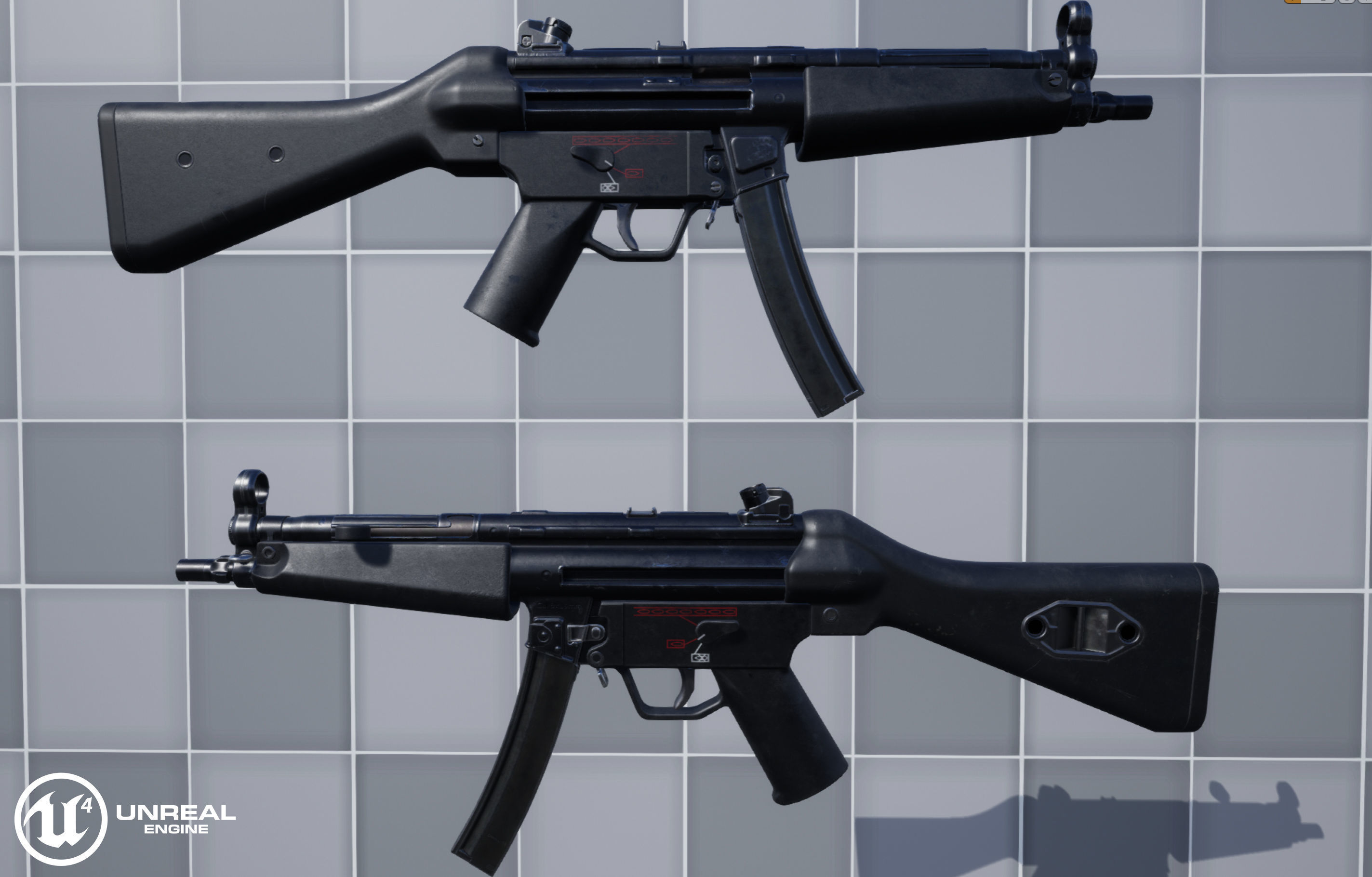 MP5A2 gun Low-poly 3D model_27