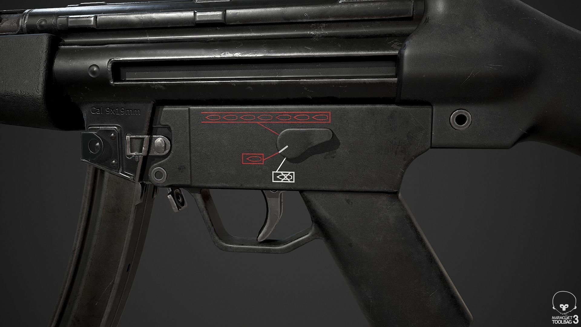 MP5A2 gun Low-poly 3D model_13