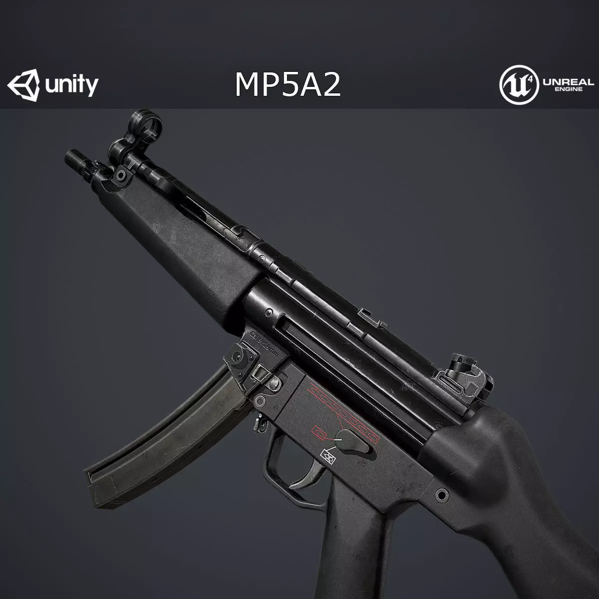MP5A2 gun Low-poly 3D model_0