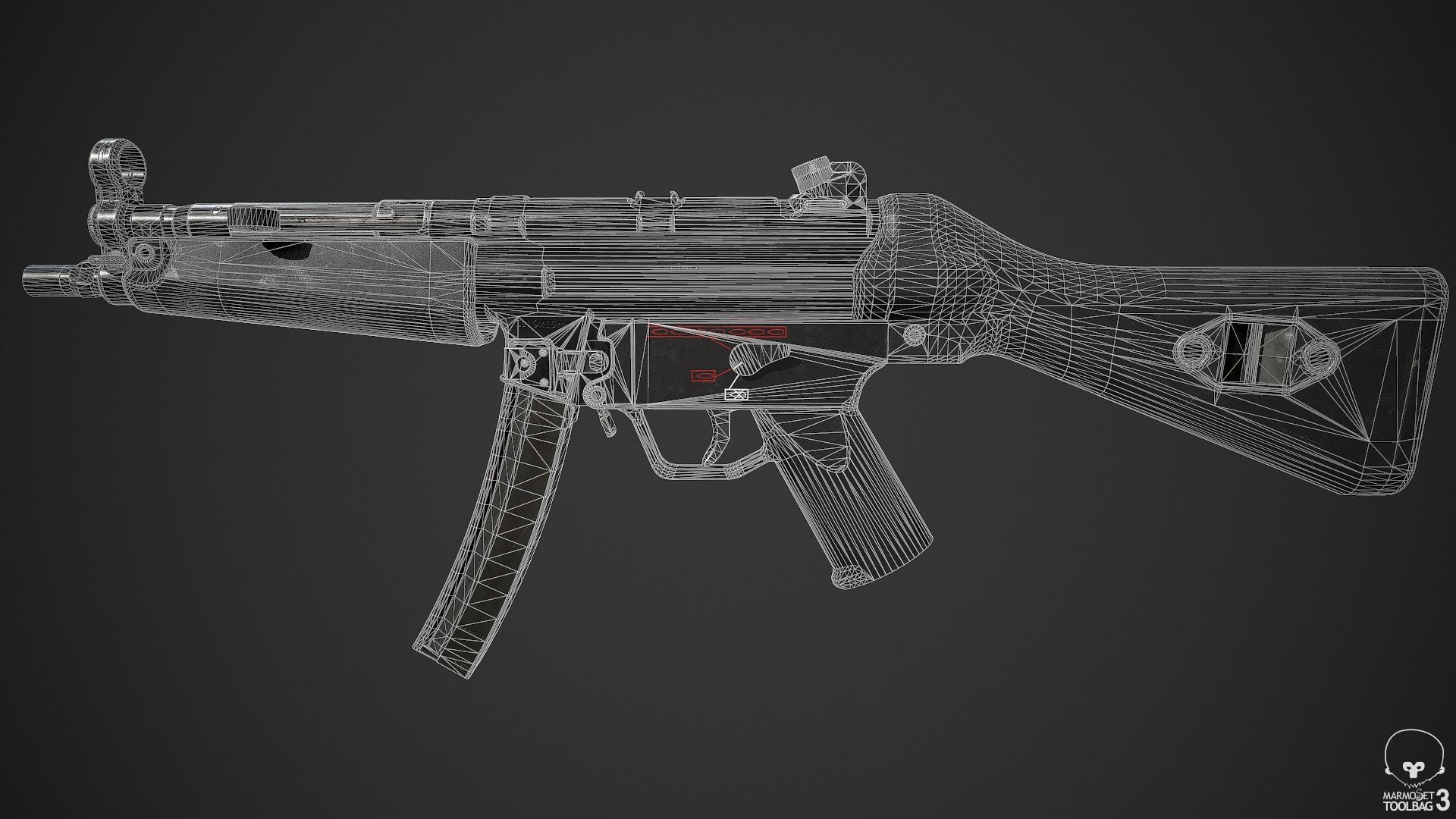 MP5A2 gun Low-poly 3D model_23