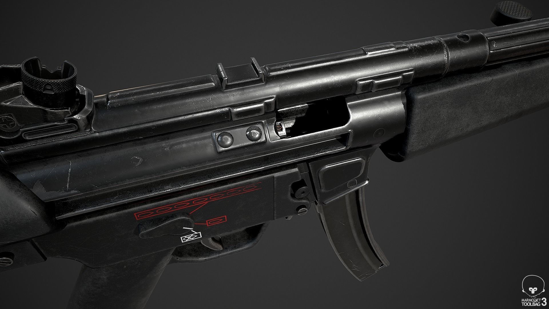 MP5A2 gun Low-poly 3D model_20