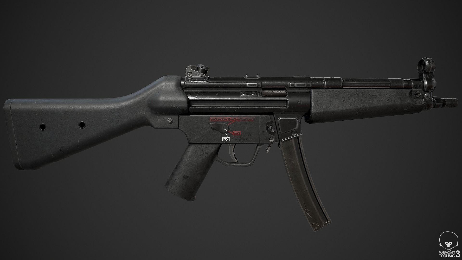 MP5A2 gun Low-poly 3D model_3