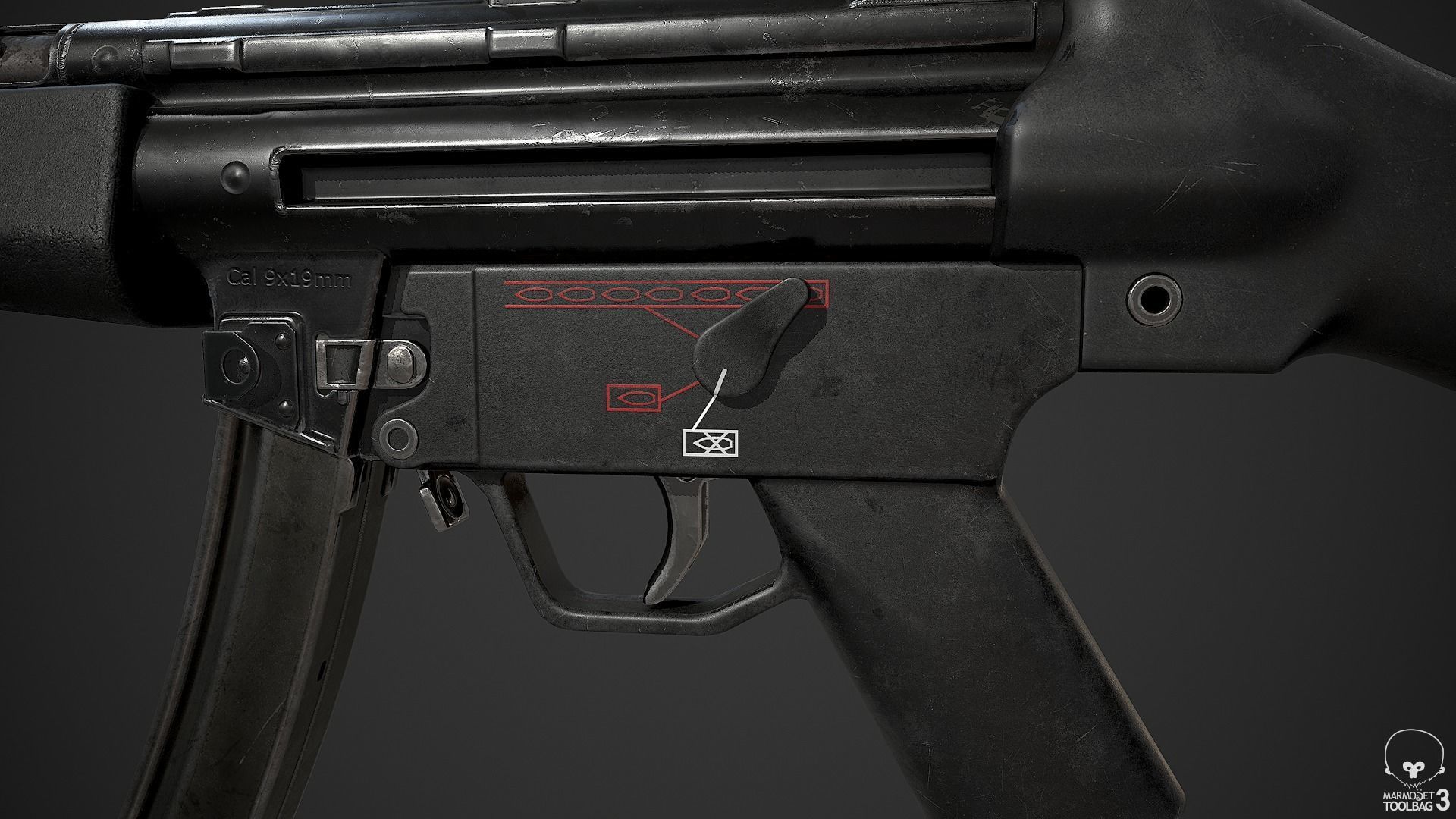 MP5A2 gun Low-poly 3D model_14