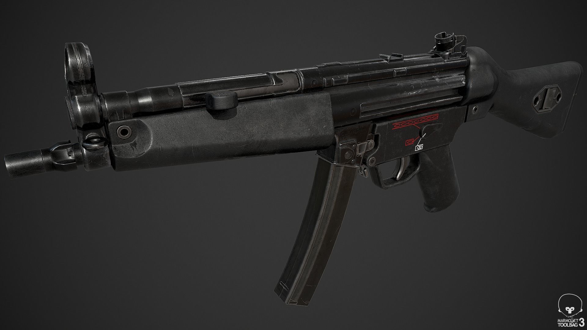 MP5A2 gun Low-poly 3D model_4
