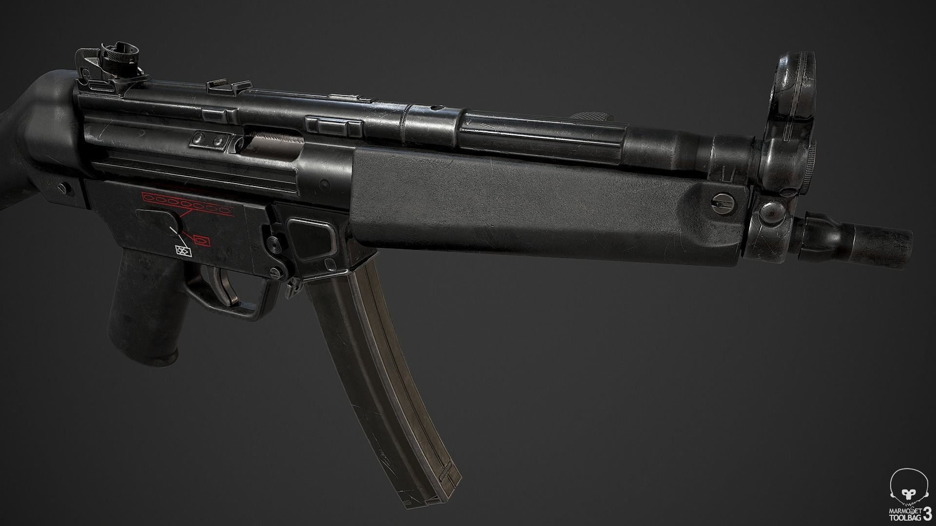 MP5A2 gun Low-poly 3D model_5