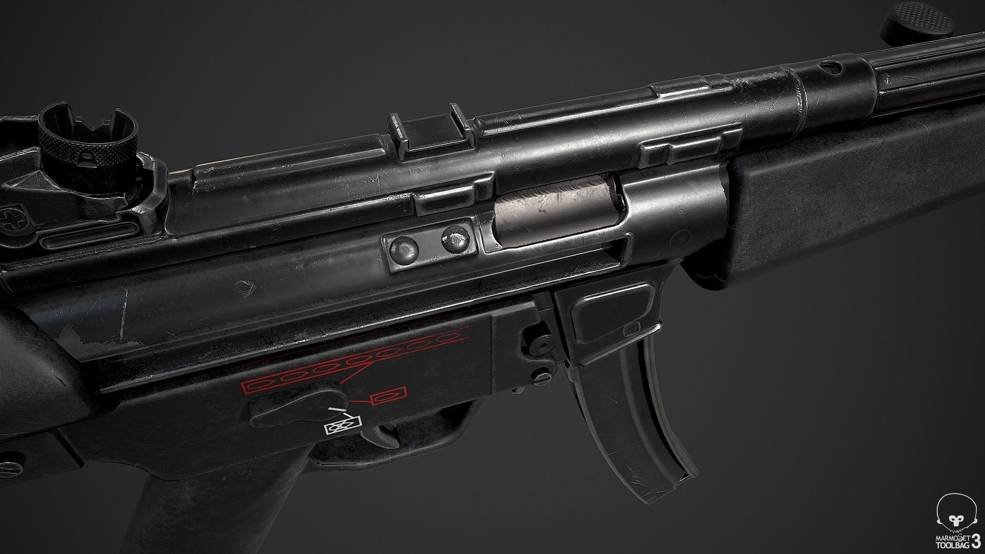 MP5A2 gun Low-poly 3D model_19