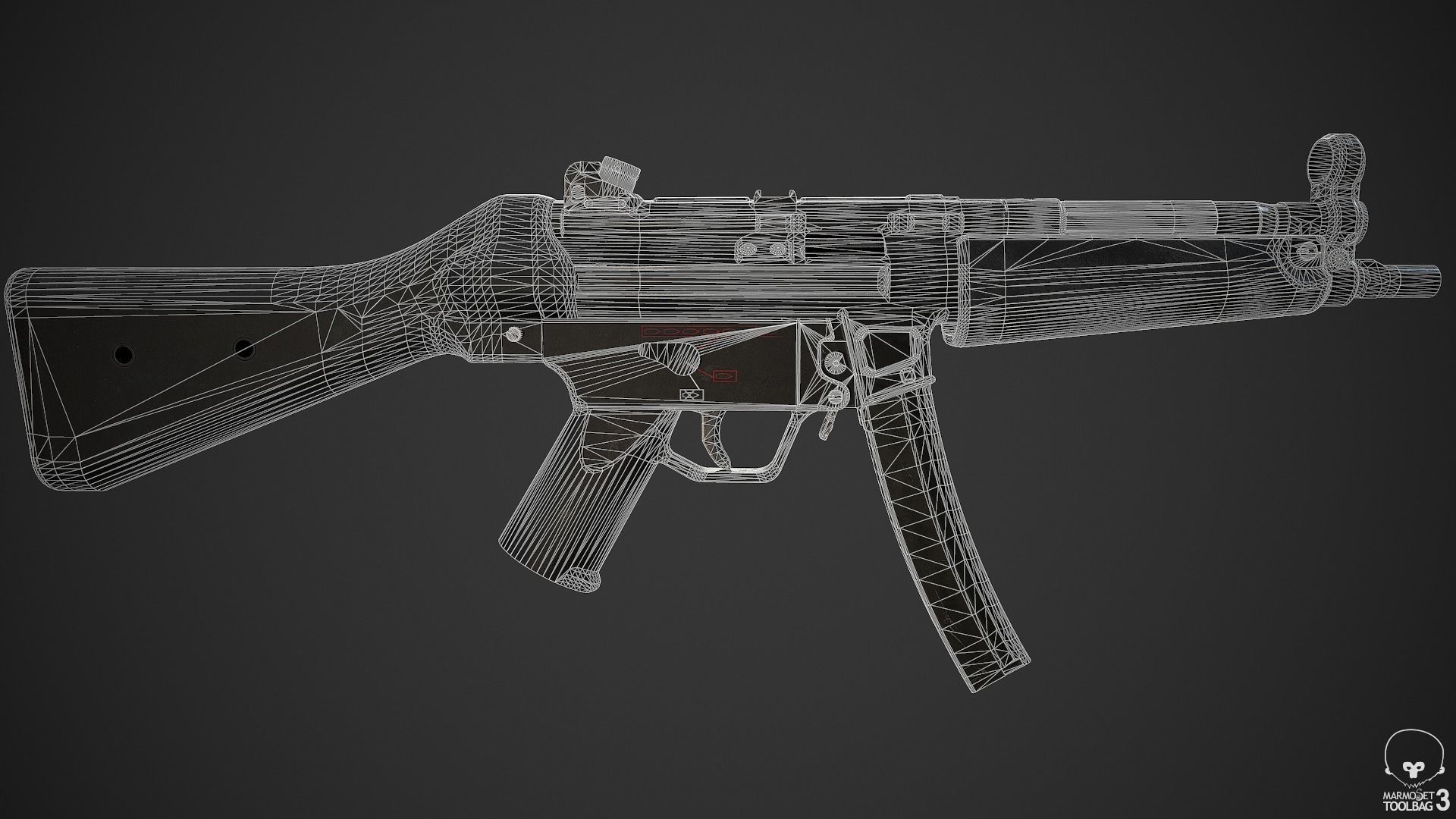 MP5A2 gun Low-poly 3D model_24