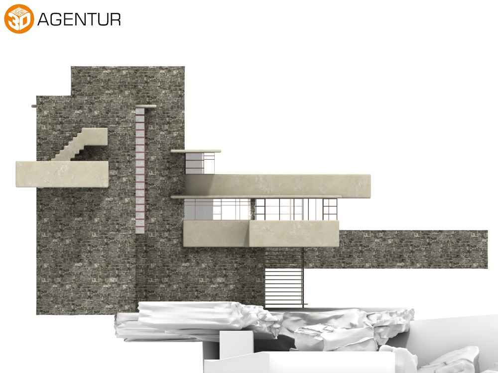 House Fallingwater Frank Lloyd Wright 3D model_7