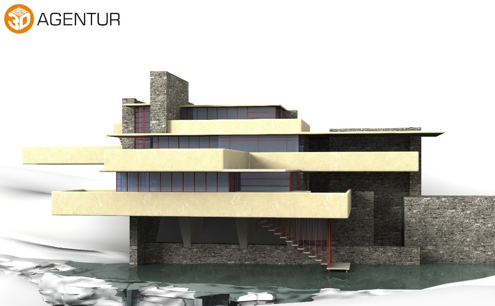 House Fallingwater Frank Lloyd Wright 3D model_3