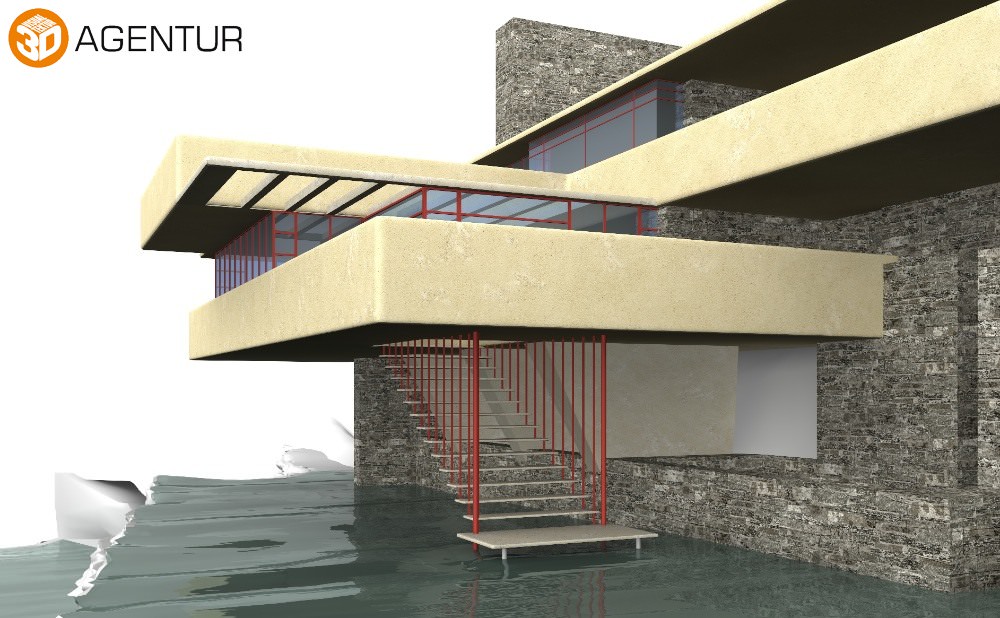 House Fallingwater Frank Lloyd Wright 3D model_5