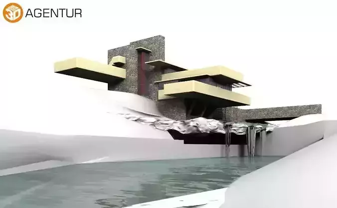 House Fallingwater Frank Lloyd Wright 3D model