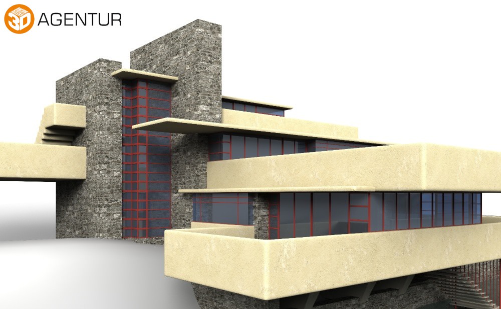 House Fallingwater Frank Lloyd Wright 3D model_1