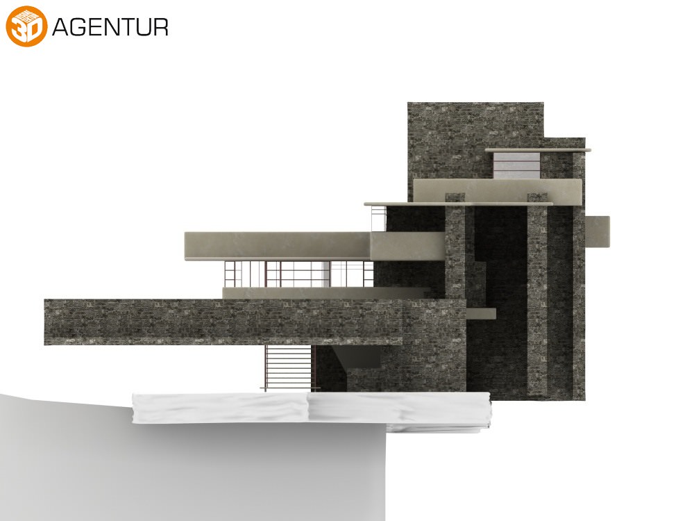 House Fallingwater Frank Lloyd Wright 3D model_9