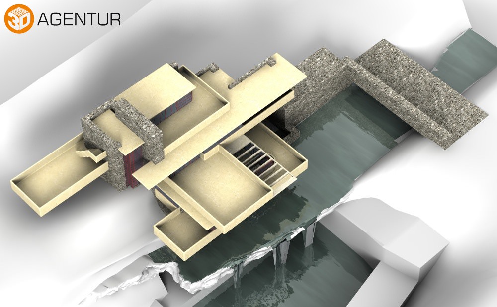 House Fallingwater Frank Lloyd Wright 3D model_2