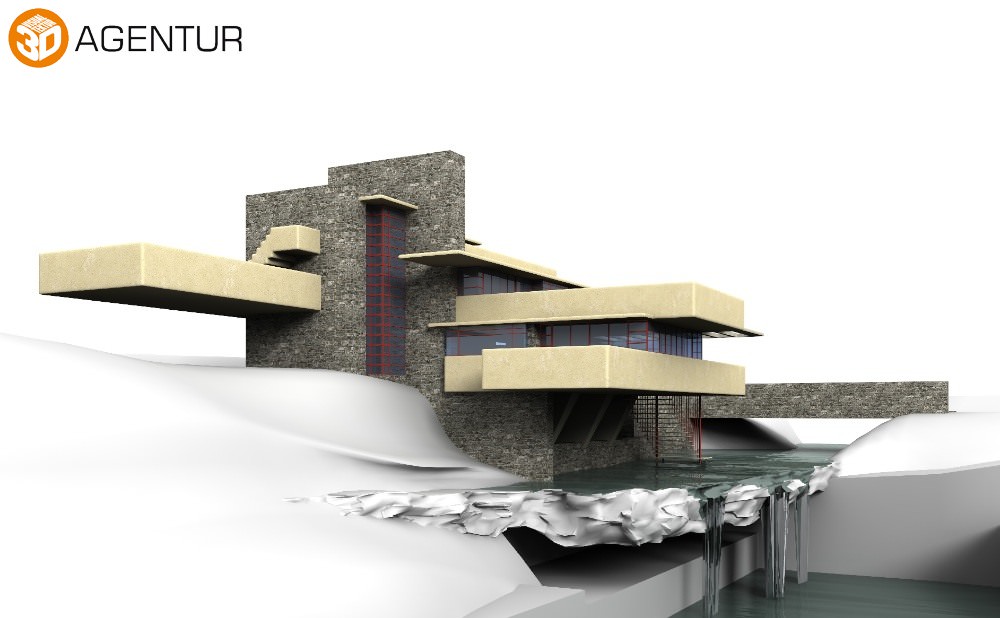 House Fallingwater Frank Lloyd Wright 3D model_4