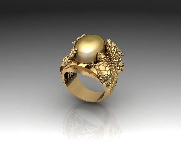 Ring 3D print model with Four Holy Beasts 3D print model
