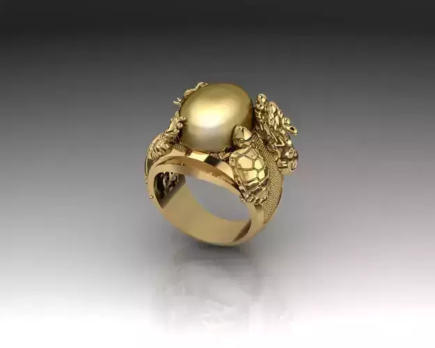 Ring 3D print model with Four Holy Beasts 3D print model